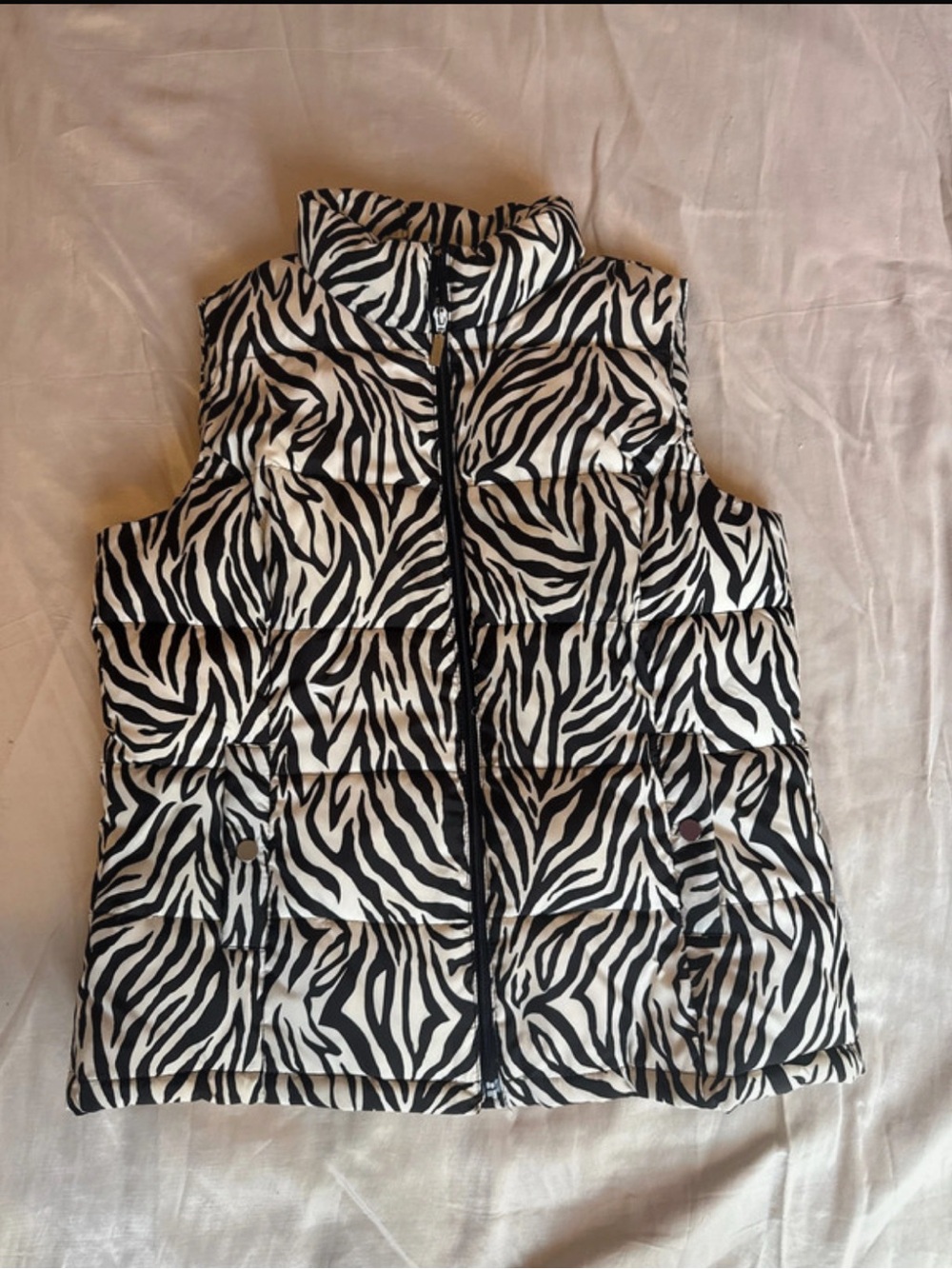 Charter Club Zebra-Print Puffer Vest - Black & White